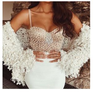 Windsor White pom-pom coat